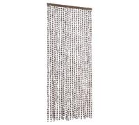 vidaXL Moustiquaire rideau de porte Chenille - 90x220 cm Taupe/Blanc - Pour caravane et extérieur