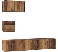 vidaXL Mur Armoire TV 4 pcs Vieux bois 80 x 30 x 30,5 cm Bois composite