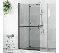 vidaXL Mur de douche à l'italienne Autre Noir et transparent foncé