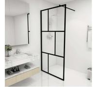 vidaXL mur de douche sans rendez-vous en verre trempé noir 90 x 195 cm