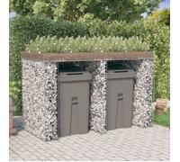 vidaXL Mur de gabion pour poubelle 192x91x120 cm fer galvanisé 151336