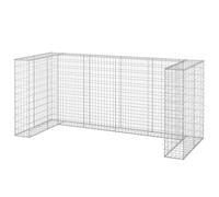 vidaXL Mur en Gabion pour Poubelles Abri de Poubelle Cage de Gabion Jardin Patio Terrasse Arrière-Cour Extérieur Acier Galvanisé 254x100x110 cm