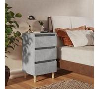 Vidaxl Tables De Chevet Avec Pieds En Bois 2 Pcs Gris Béton 40x35x69cm Marron