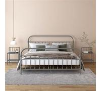 Nachtkastjes 2 st metaal en glas grijs en zwart325101