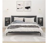 vidaXL Nachtkastjes wandgemonteerd 2 st massief grenenhout grijs824765 Gris G