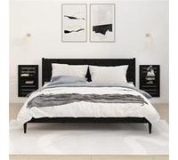 vidaXL Nachtkastjes wandgemonteerd 2 st massief grenenhout zwart824767 Noir G