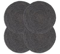 4x Napperons Set de Table Napperons de Restaurant Napperons de Maison Napperons de Table de Salle à Manger Gris Foncé Plain 38 cm Rond Jute 133836