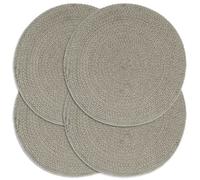 Vidaxl Napperons 4 Pcs Gris Plain 38 Cm Rond Coton