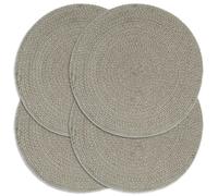 Vidaxl Napperons 4 Pcs Gris Plain 38 Cm Rond Coton