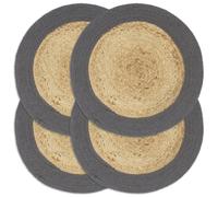 Placemats 4 st 38 cm jute en katoen natuurlijk en antraciet133858