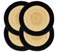 vidaXL Napperons 4 pcs Naturel et Noir 38 cm Jute et Coton