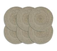 Vidaxl Napperons 6 Pcs Gris Plain 38 Cm Rond Jute