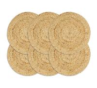 Vidaxl Napperons 6 Pcs Naturel Plain 38 Cm Rond Jute