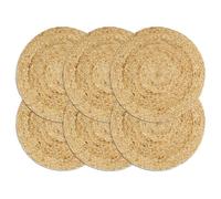 vidaXL Napperons 6 pcs Naturel Plain 38 cm Rond Jute