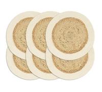6x Napperons Set de Table Napperons de Restaurant Napperons de Maison Napperons de Table de Salle à Manger Naturel Plain 38 cm Rond Jute et Coton