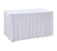 vidaXL Nappes élastiques de table avec jupon 2 pcs 243x76x74cm Blanc