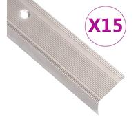 vidaXL Nez de marche forme en L 15 pcs aluminium 100 cm champagne, marches d'escalier, bords d'escalier, profils d'escalier, bord d'escalier