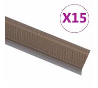 Nez de marche Forme en L 15 pcs Aluminium 90 cm Marron