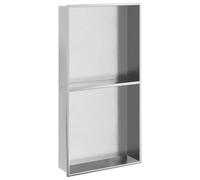 vidaXL Niche de Douche argenté brossé 32x62x9 cm Acier Inoxydable, Niche de Salle de Bain, étagère de Douche intégrée, Niche Murale de Toilette