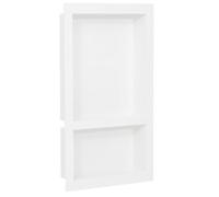 vidaXL Niche de Douche avec 2 Compartiments Étagère de Salle de Bain Niche à Shampoing Étagère à Savon Meuble Blanc Brillant 41x69x9 cm