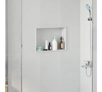 vidaXL Niche de Douche Blanc 45 x 30 x 9.5 cm Acier Inoxydable, Rangement Moderne pour Salle de Bain, Niche rectangulaire étanche, Un Accessoire pour Une Organisation stylée