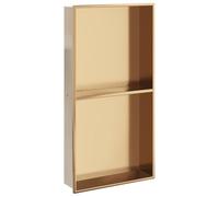 vidaXL Niche de Douche doré brossé 32x62x9 cm Acier Inoxydable, Niche de Salle de Bain, étagère de Douche intégrée, Niche Murale de Toilette