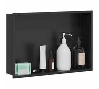 vidaXL Niche de douche 45 x 30 x 9,5 cm acier inoxydable noir, étagère rectangulaire