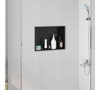 vidaXL Niche de Douche Noir 45 x 30 x 9.5 cm Acier Inoxydable, Rangement Moderne pour Salle de Bain, Niche rectangulaire étanche, Un Accessoire pour Une Organisation stylée