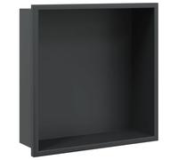 vidaXL Niche de douche noir mat 32x32x9 cm acier inoxydable, niche de salle de bain, étagère de douche intégrée, niche murale de toilette
