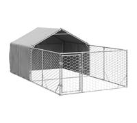 vidaXL Niche d'extérieur pour Chien enclos 4x2x1,5 m Acier galvanisé, Cage de Chien d'extérieur, Grande Cage de Chien, Niche de Chien Couverte