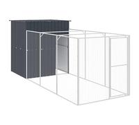 vidaXL Niche pour Chien avec Cour Anthracite 165x455x181 cm, Cage pour Chien, abri pour Chien, Maison pour Animaux, Cages pour Chien, Cour pour Chien