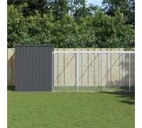 Hondenhok met ren 214x1273x181 cm staal antraciet3189136
