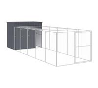 Hondenhok met ren 214x661x181 cm gegalvaniseerd staal antraciet3189133
