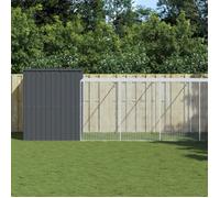 Hondenhok met ren 214x661x181 cm gegalvaniseerd staal antraciet3189133