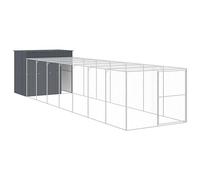 vidaXL Niche pour chien avec cour anthracite 214x865x181 cm, cage pour chien, abri pour chien, maison pour animaux, cages 3189134 Gris G