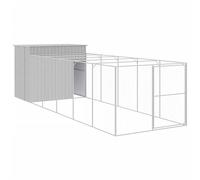 vidaXL Niche pour Chien avec Cour Gris Clair 214x661x181 cm, Cage pour Chien, abri pour Chien, Maison pour Animaux, Cages pour Chien, Cour pour Chien