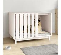 vidaXL Niche pour chien Blanc 100x70x72 cm Bois de pin massif 822492 Blanc G