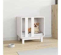 vidaXL Niche pour Chien Blanc 50x40x52 cm Bois de Pin Massif Maison Couchage 822472 Blanc G