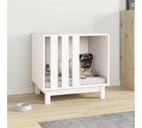 vidaXL Niche pour chien Blanc 60x45x57 cm Bois de pin massif 822477 Blanc G