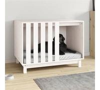 vidaXL Niche pour chien Blanc 90x60x67 cm Bois de pin massif 822487 Blanc G