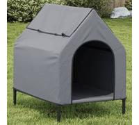 Niche pour Chien, Chenil avec Fenêtre, Maison pour Animaux de Compagnie Jardin Terrasse Cour, Gris Clair Tissu Oxford 172590