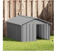 vidaXL Niche pour chien 171543 – Chenil avec toit, acier galvanisé gris 116,5×153×81,5 cm