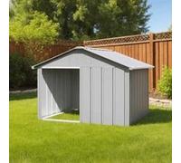 vidaXL Niche pour chien 171542 - Chenil avec toit, acier galvanisé 116,5×103×81,5 cm - Gris