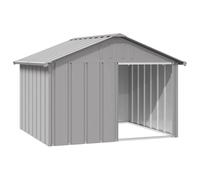vidaXL Niche pour Chien Gris 116,5x103x81,5 cm Acier galvanisé