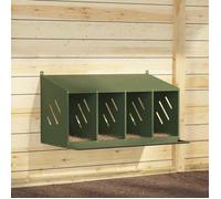 vidaXL Nichoir à poules avec 4 compartiments vert olive métal, nichoir à poules pondeuses, boîte à œufs pour poules, nichoir 864343