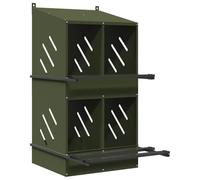 vidaXL Nichoir à poules avec 4 compartiments vert olive métal, nichoir à poules pondeuses, boîte à œufs pour poules, nichoir galvanisé, pondoir à œufs