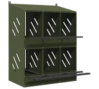 vidaXL Nichoir à poules avec 6 compartiments vert olive métal, nichoir à poules pondeuses, boîte à œufs pour poules, nichoir galvanisé, pondoir à œufs