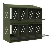 vidaXL Nichoir à poules avec 8 compartiments vert olive métal, nichoir à poules pondeuses, boîte à œufs pour poules, nichoir galvanisé, pondoir à œufs