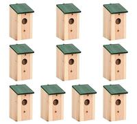 vidaXL 10x Nichoirs Cages à Oiseaux Jardin Extérieur Bois de Sapin Massif
