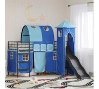 vidaXL Noir et Bleu 74,5 x 190 cm, Lit contemporain pour enfants, design loft rectangulaire, plateforme de jeu et sommeil, 42020878